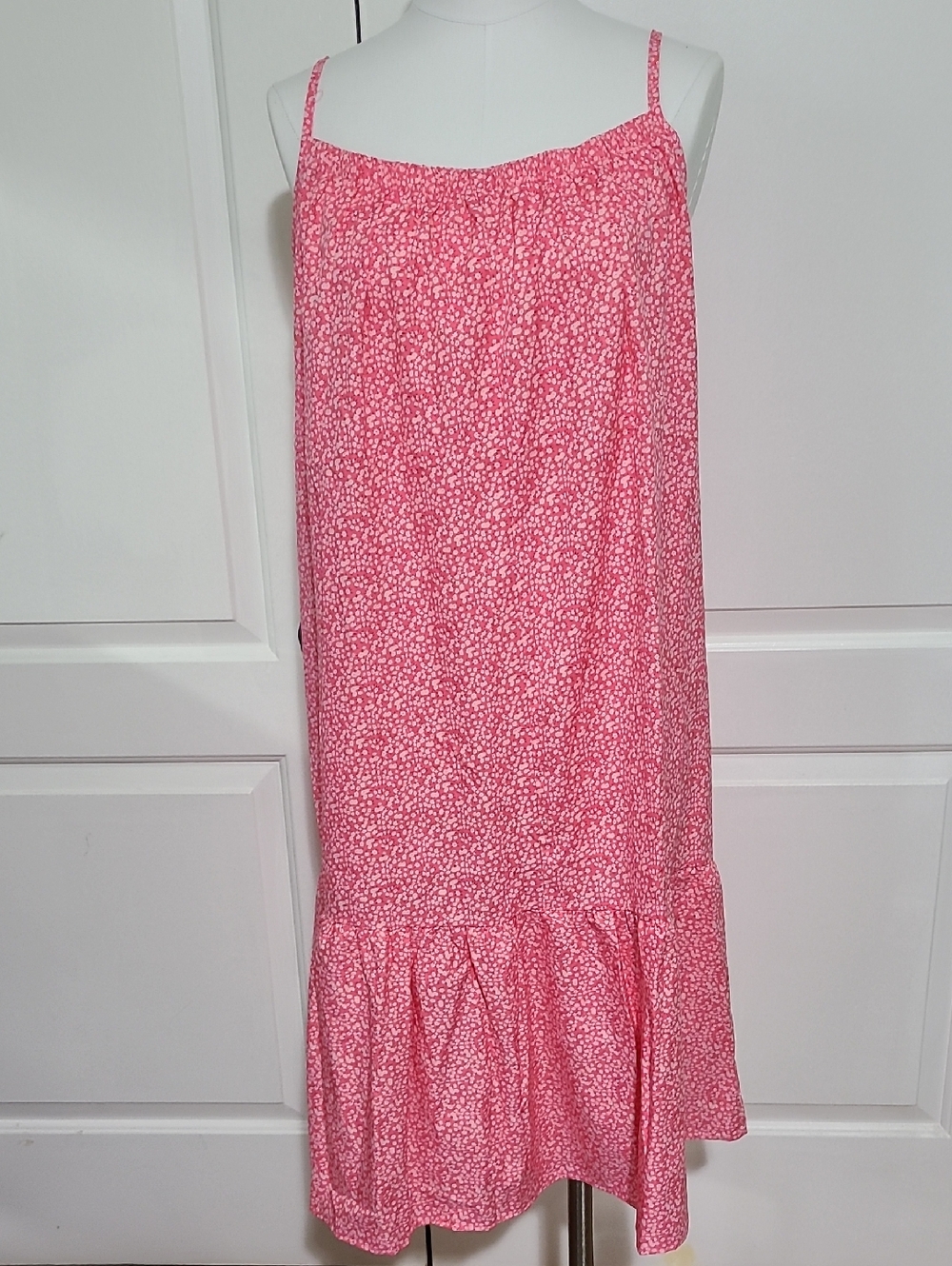 NWOT Pink Micro Floral Sleeveless Midi Shift Dress
